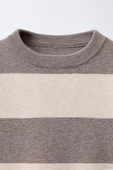 STRIPED KNIT SWEATER - Ecru / Beige by Zara - Image 2