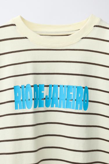 STRIPED TEXT T-SHIRT - striped by Zara - Image 2
