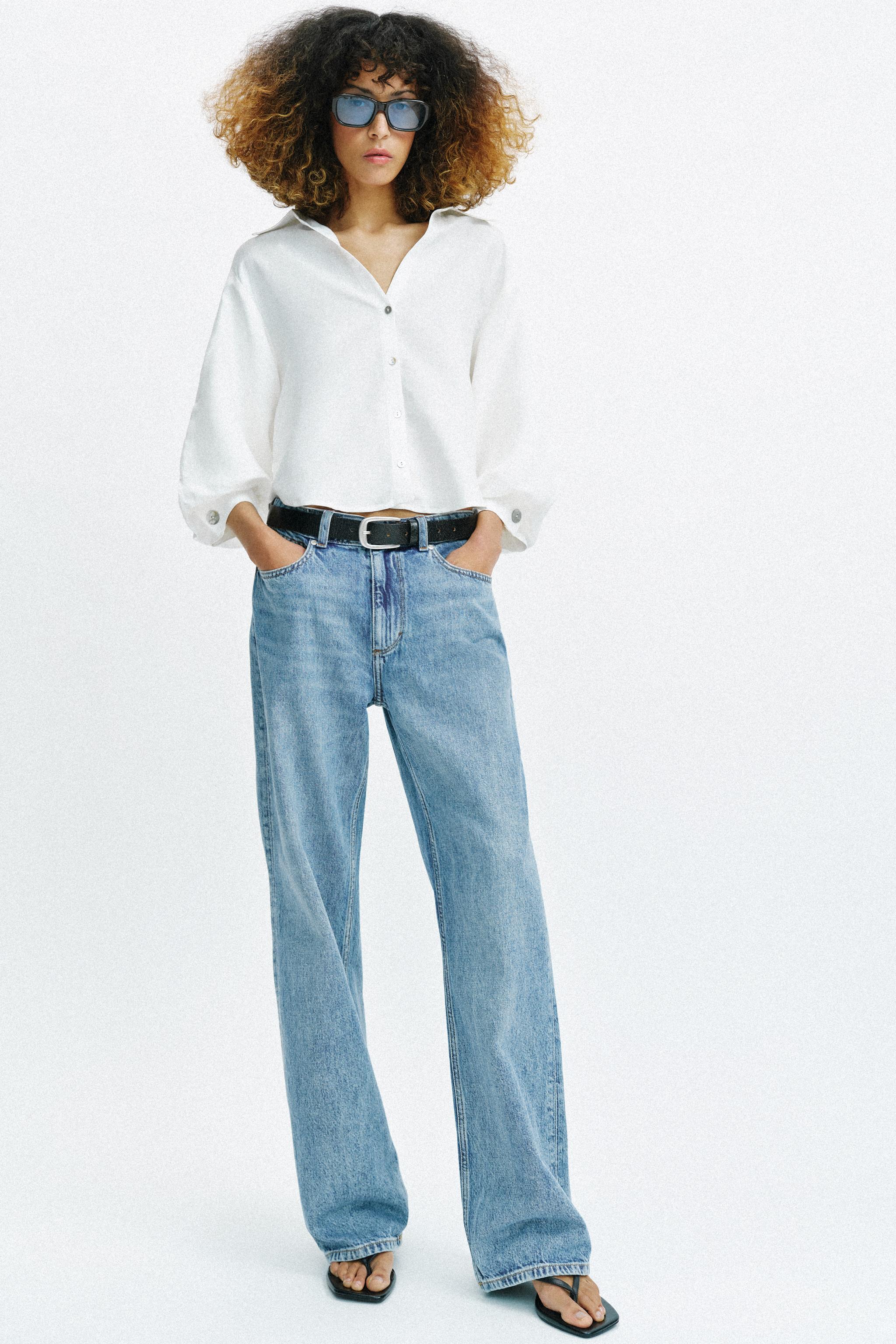 LINEN BLEND BALLOON SLEEVE SHIRT