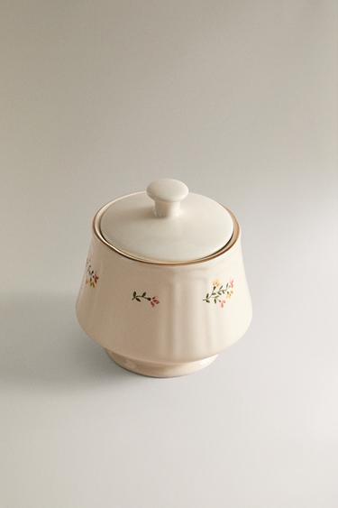 SUCRIER PORCELAINE MOTIF FLORAL - Crème de Zara - Image 1