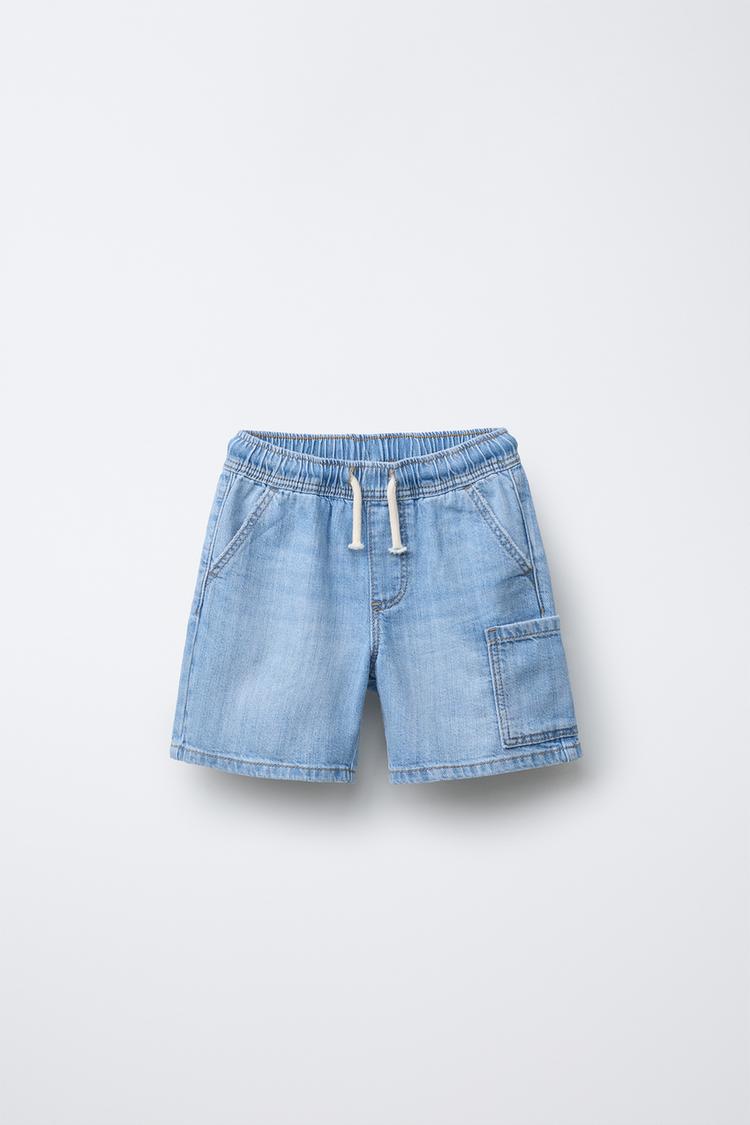 LOOSE-FITTING DENIM BERMUDA SHORTS