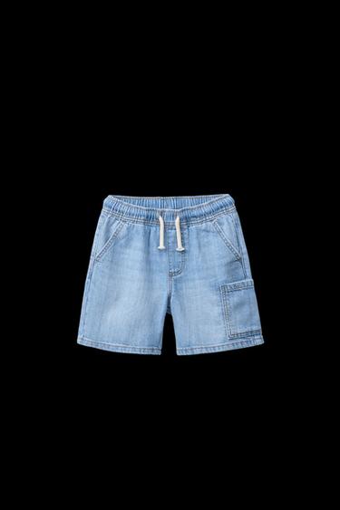 Zara FLOWY DENIM SHORTS - Light blue - Image 0
