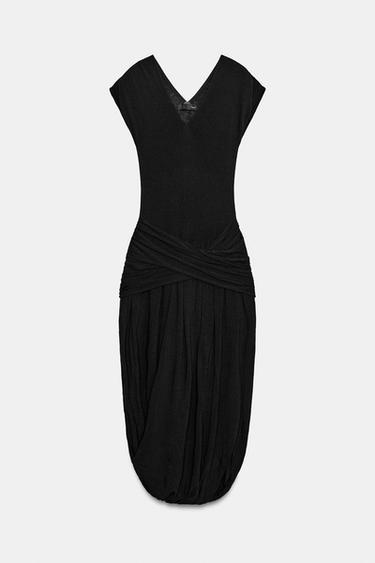 MIDI DRESS WITH SASH - Black by Zara