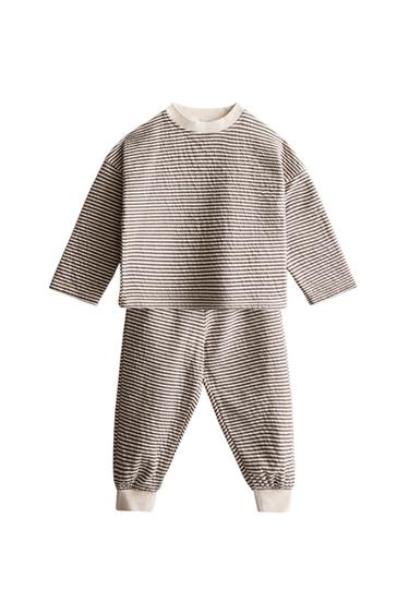 CONJUNTO PIJAMA INFANTIL LISTRADO - Marrom-chocolate da Zara