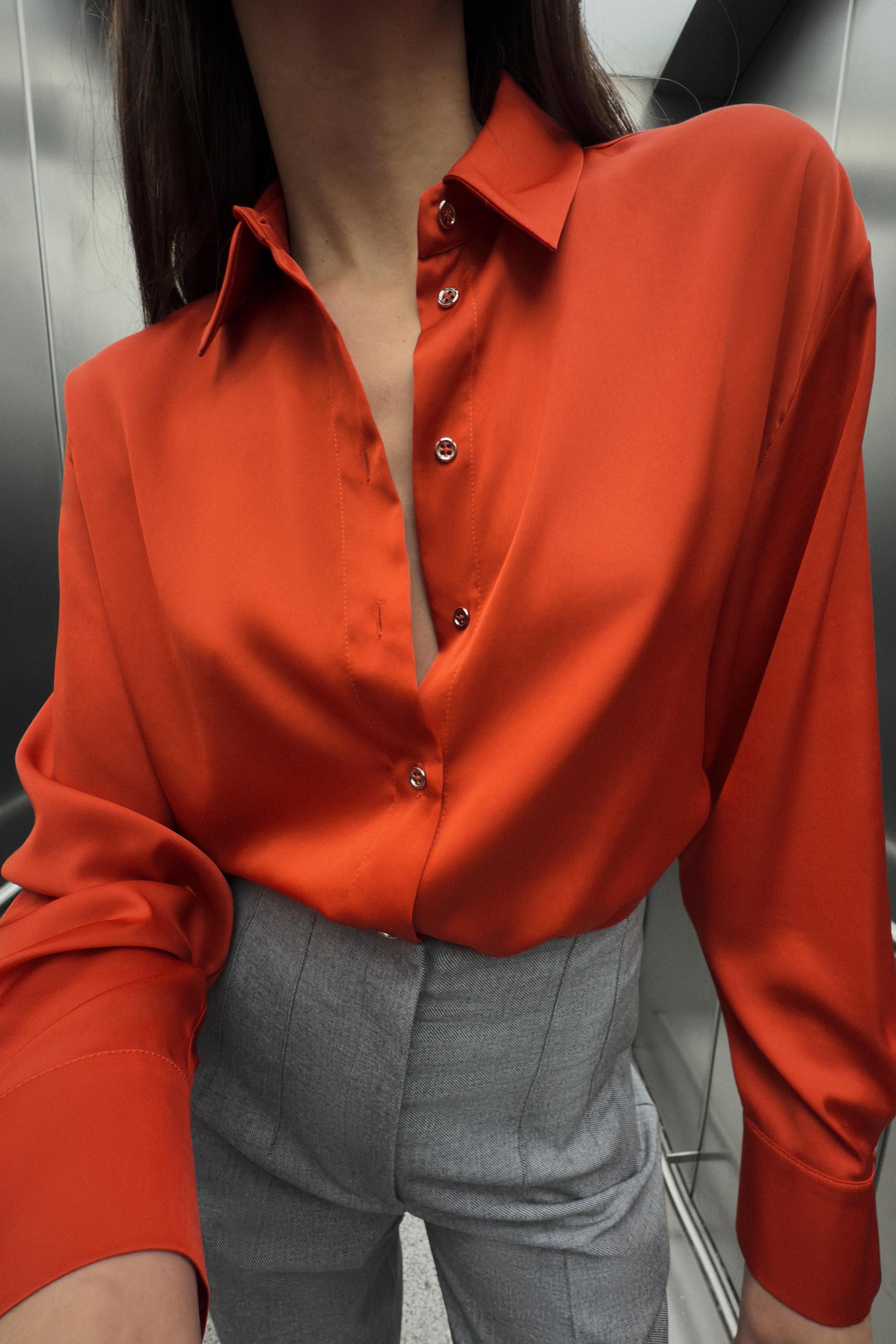 Zara Blusas Camisa Satinada Zara Blusa Satinada Rosa – Hibuy Market