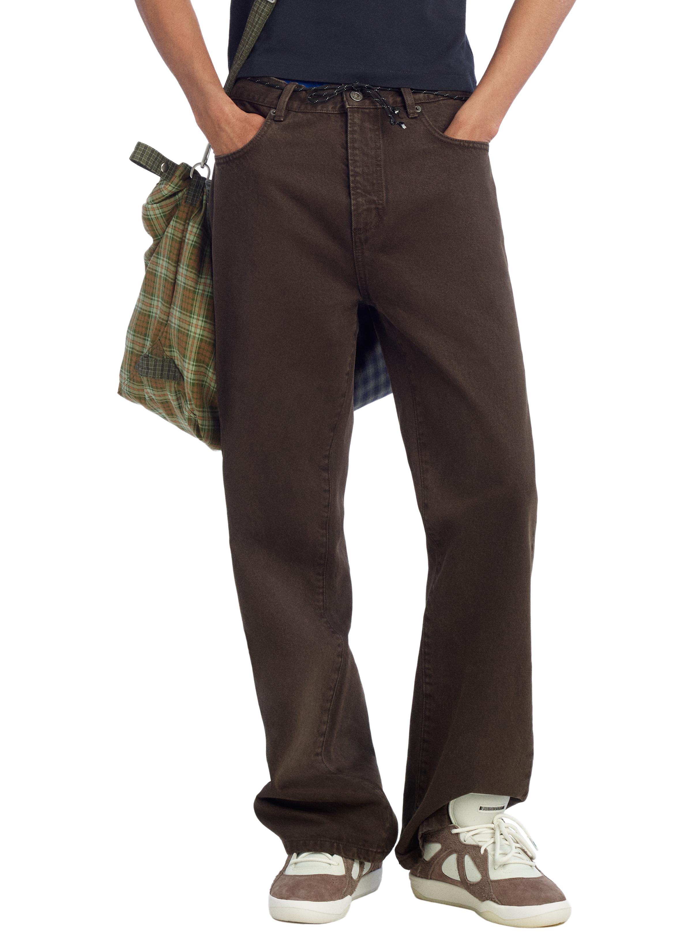 FLARED FIT JEANS — Brown