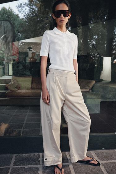 SEMI-SHEER KNIT POLO SHIRT - White by Zara