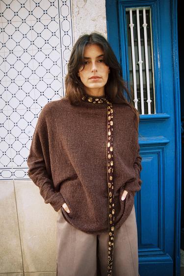 KNIT CAPE BODY JUMPER - Brown by Zara