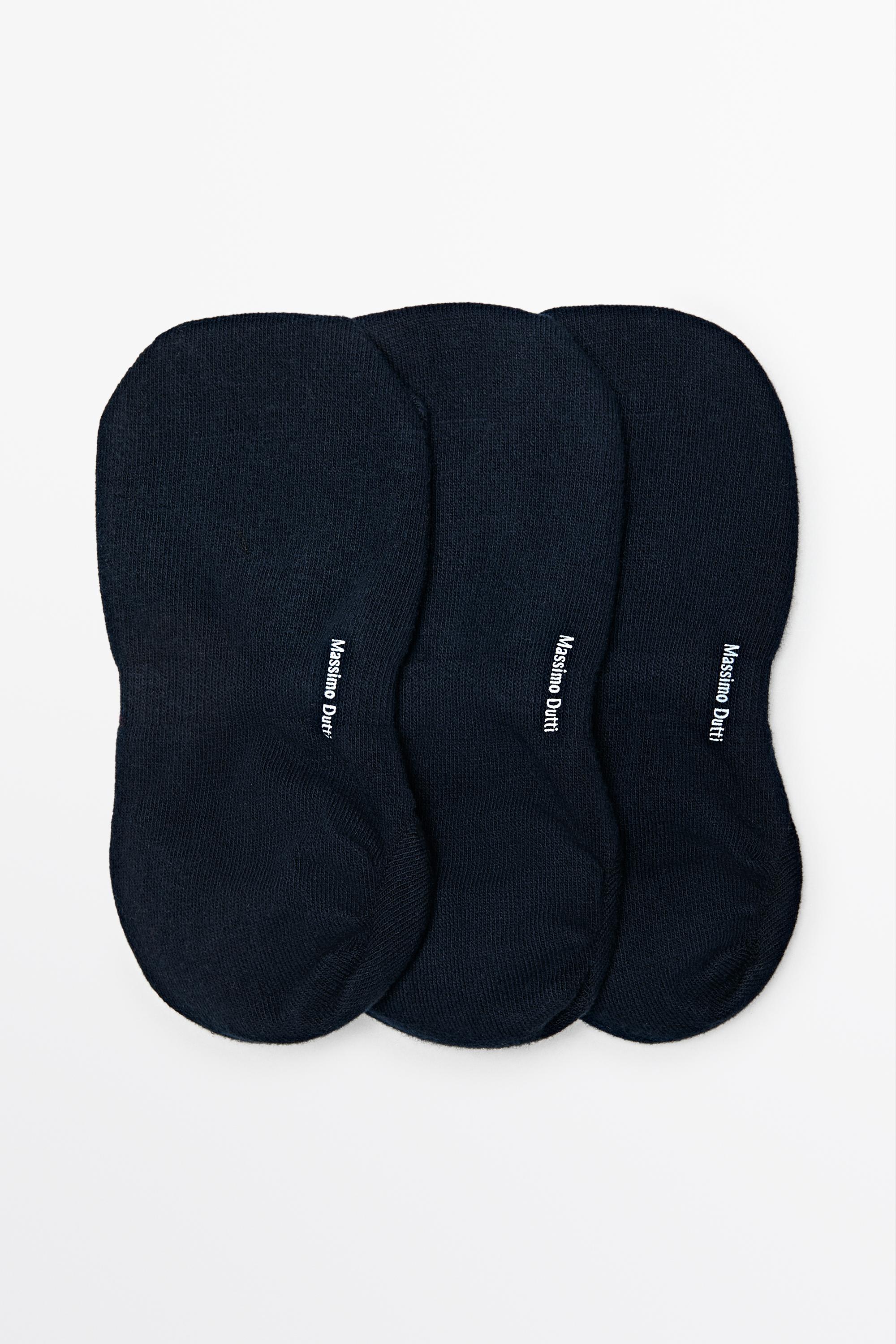 Pack of 3 pairs of no-show cotton blend socks — Navy blue