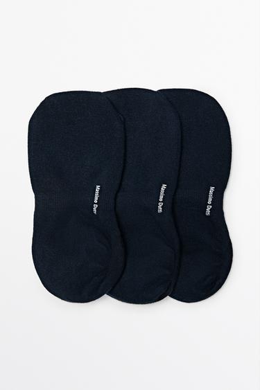 Zara Pack of 3 pairs of no-show cotton blend socks - Navy blue - Image 0