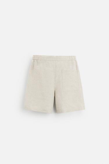100% LINEN BERMUDA SHORTS - Light beige by Zara - Image 6