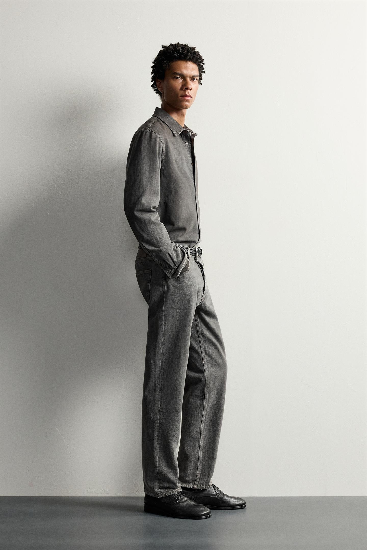 Мужские джинсы Zara Regular Fit, цвет: Серый — фото 4