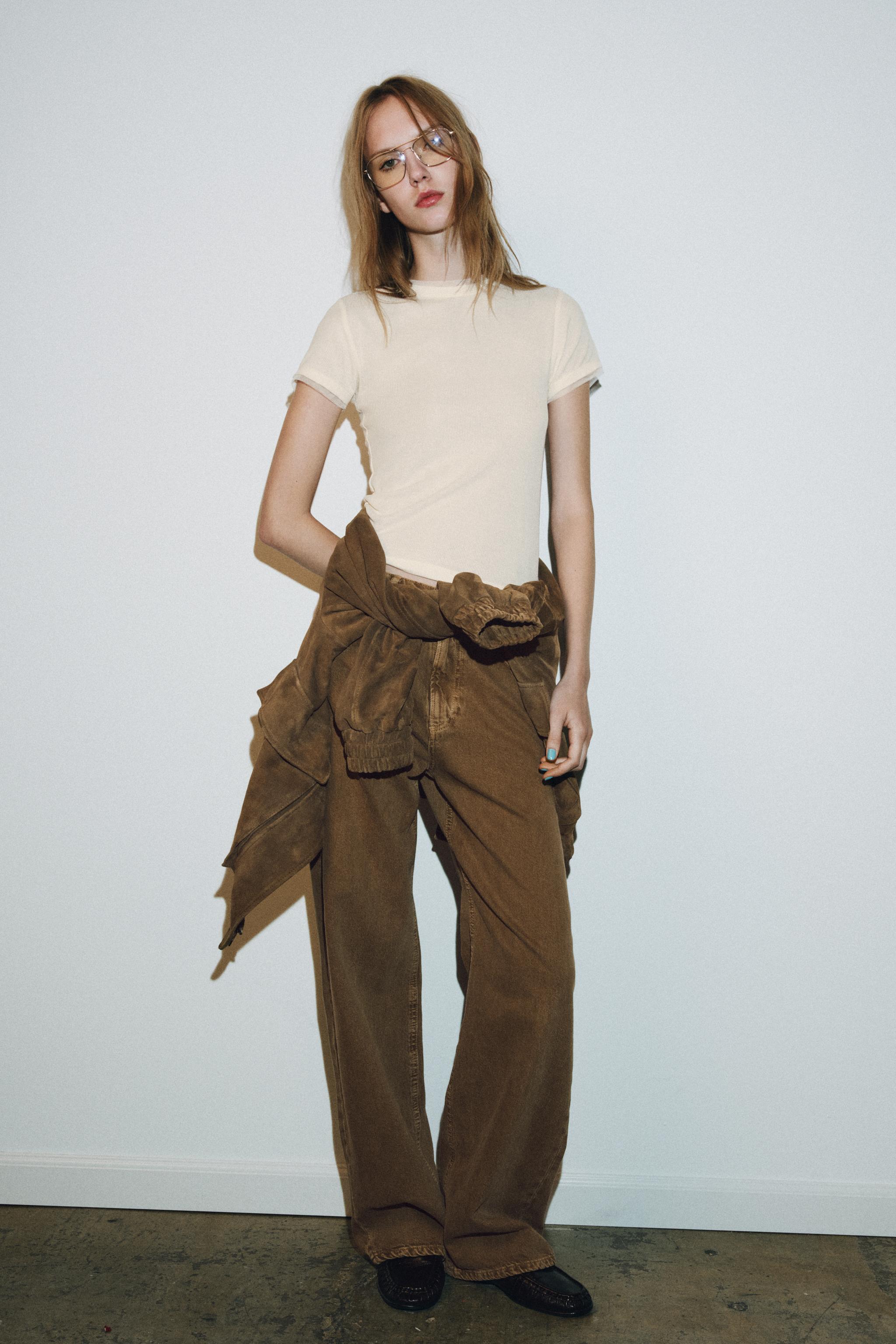 T-SHIRT WITH TULLE DETAIL — Vanilla