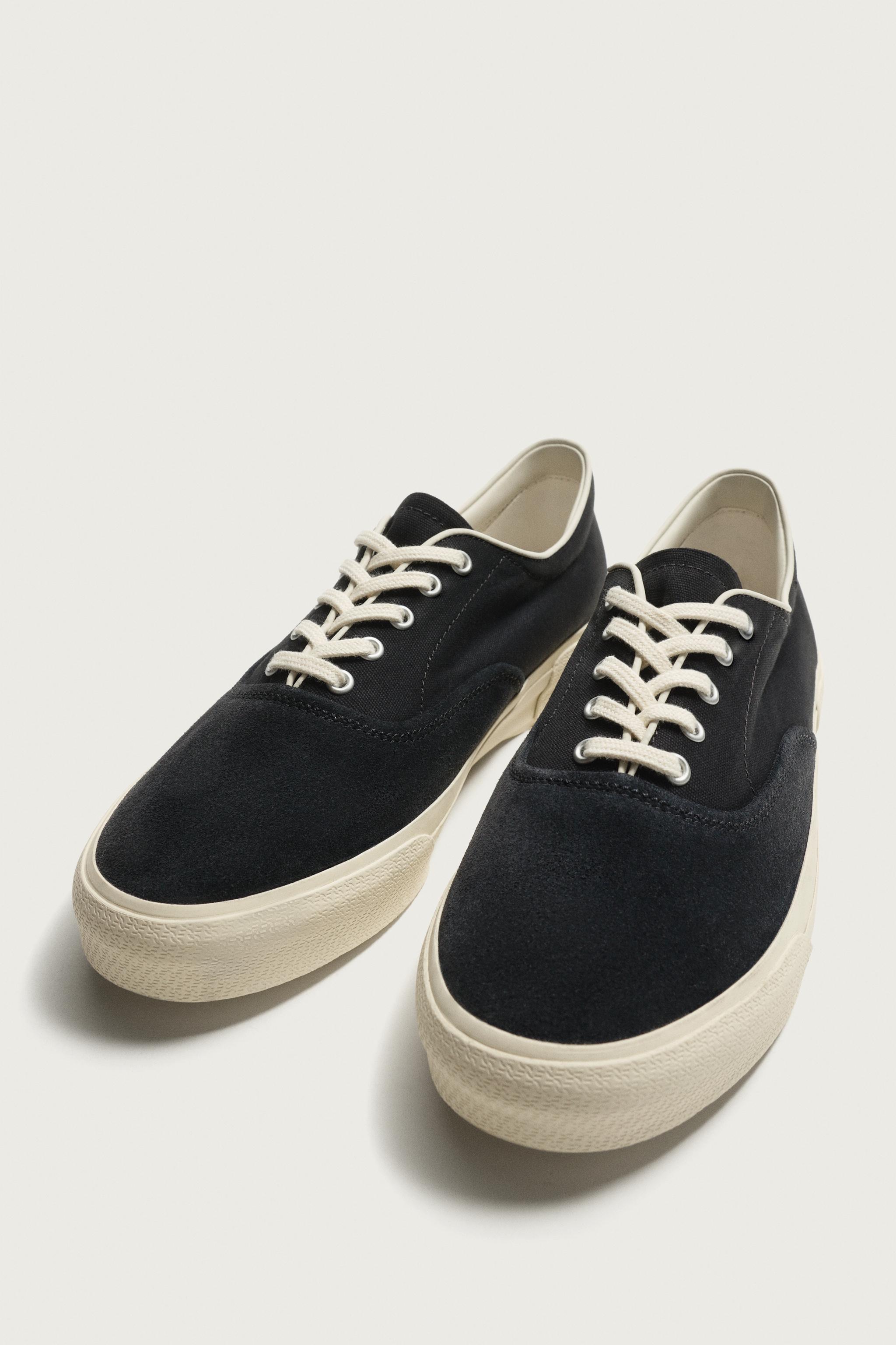 Мужские кроссовки Zara LEATHER COMBINATION SNEAKERS — фото 5