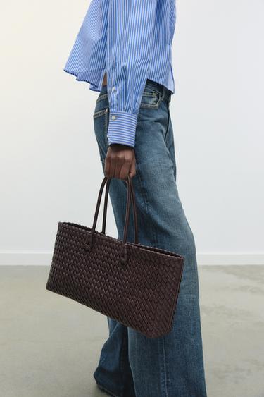 SAC SHOPPER ALLONGÉ TRESSÉ - Bordeaux de Zara - Image 1