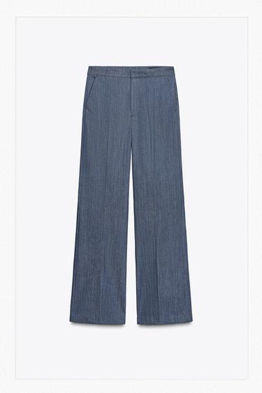ZW COLLECTION MINIMALIST TROUSERS - Blue by Zara