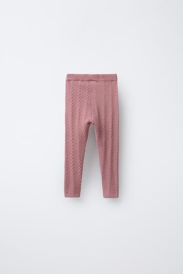 CABLE KNIT LEGGINGS - Mid-pink by Zara - Image 1