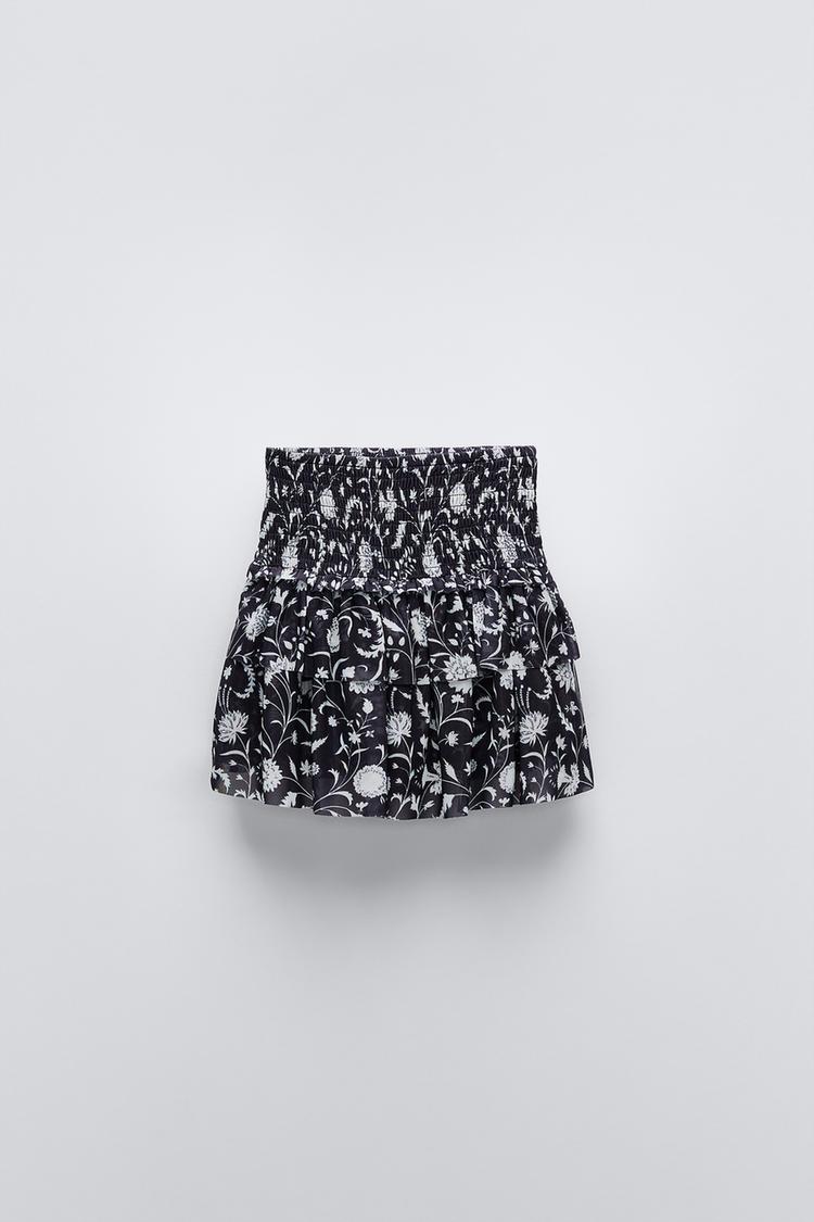 Zara Black And White Floral Ruffle Skirt Zara Black Tulle Mini