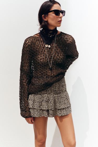 PULLOVER MAGLIA APERTO - Marrone di Zara