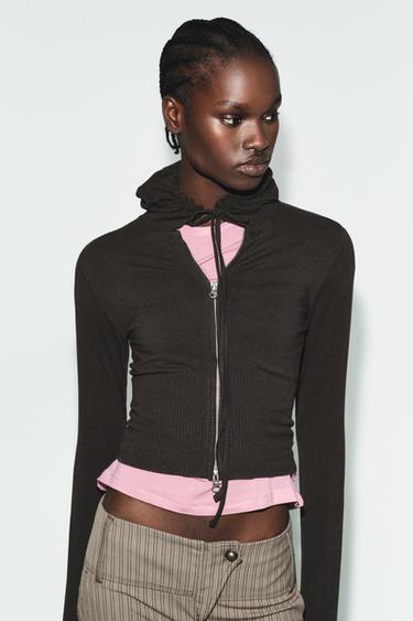 SUDADERA CROPPED SEAMLESS - vigore marroia, Zara-rena