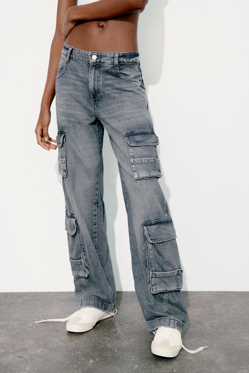Zara, Jeans, Zara Midrise Trf Cargo Jeans