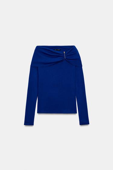 OFF-THE-SHOULDER TOP WITH APPLIQUÉ - Bluish by Zara - Image 6