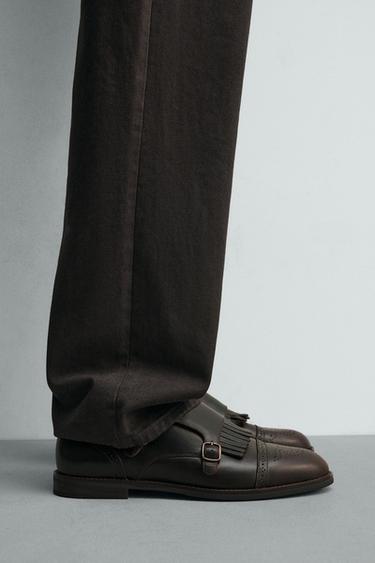 Zara KOŽNE CIPELE SA DVE KOPČE – Smeđa – Slika 0