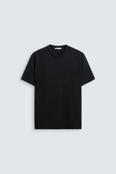 Zara BASIC MEDIUM WEIGHT T-SHIRT - Black