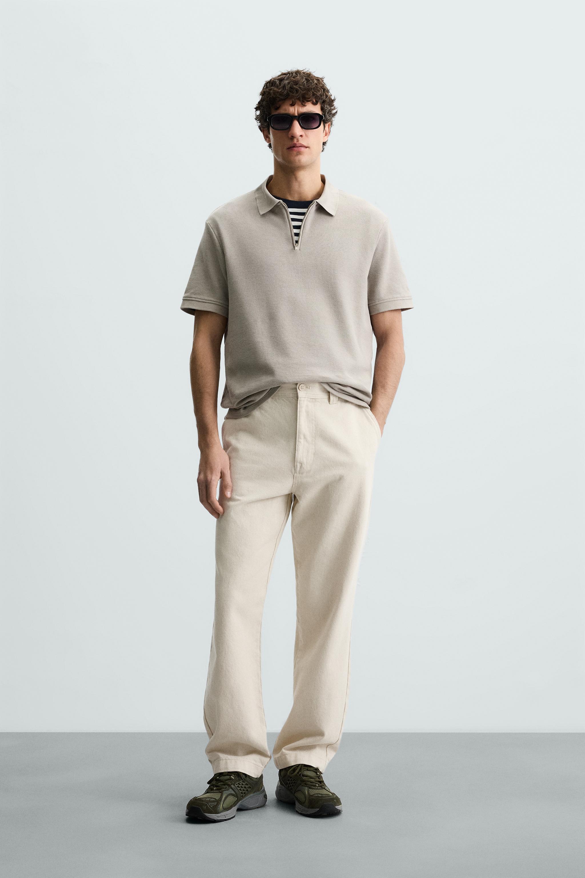 トップス SHINYAKOZUKA SLIGHT POLO PIQUÉ TEXTURED POLO SHIRT - camel | ZARA South Africa