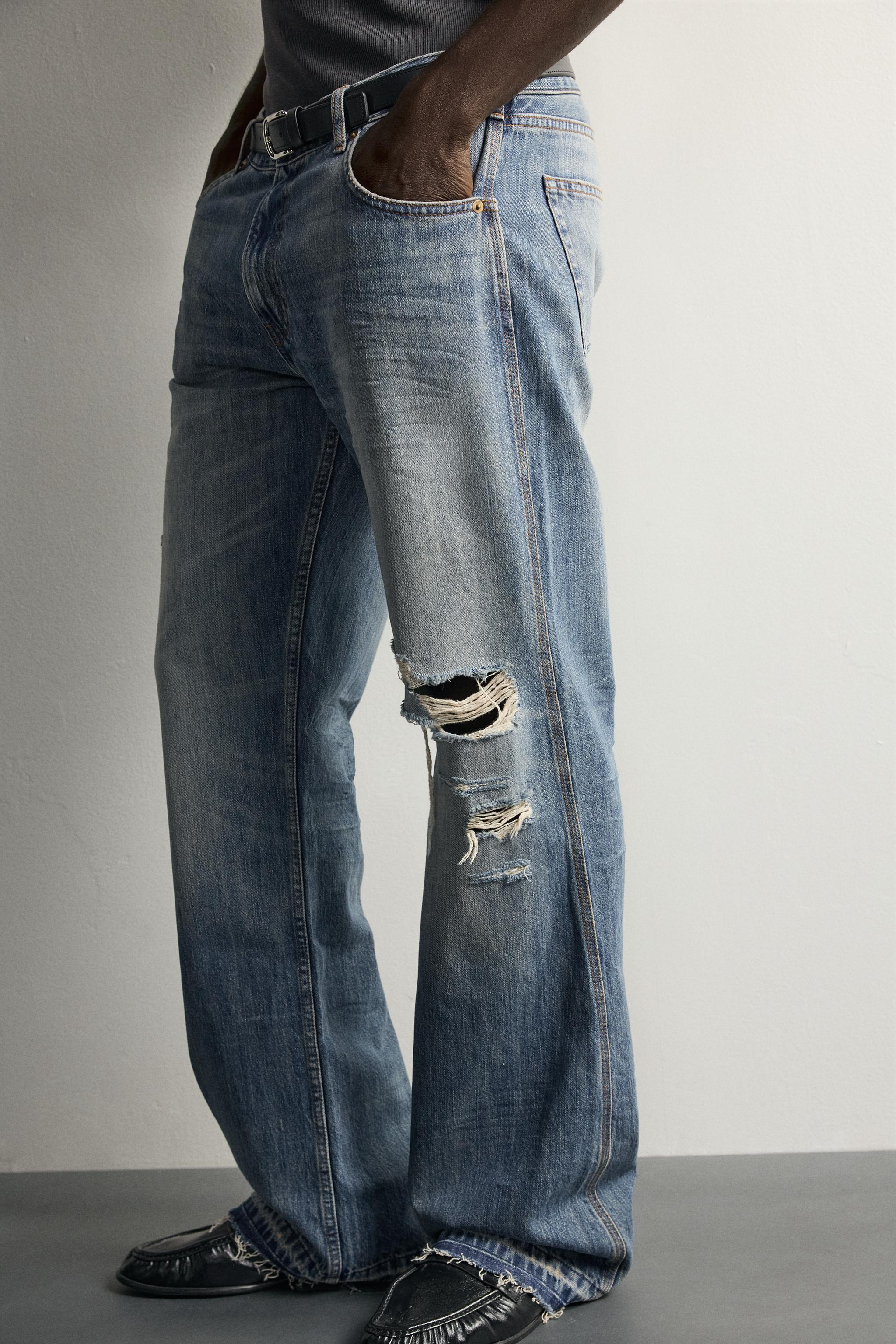 Мужские джинсы Zara LOW-RISE DISTRESSED BOOTCUT JEANS — фото 5
