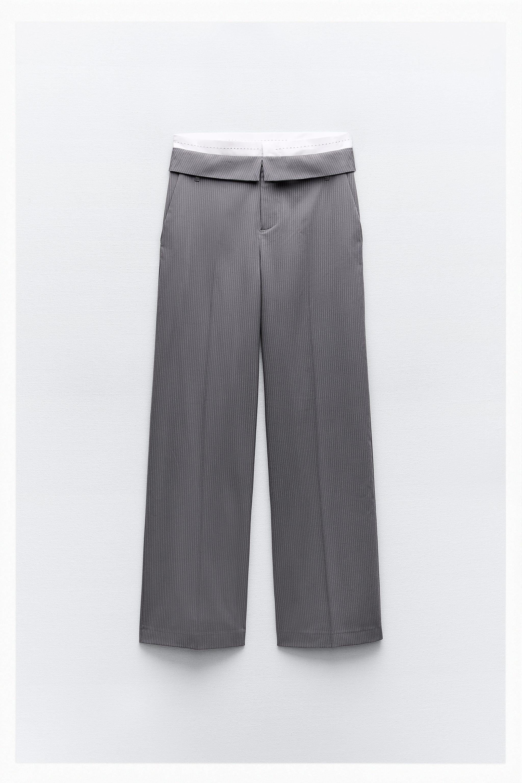 TURN-DOWN WAIST TROUSERS WITH TOPSTITCHING