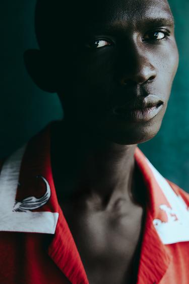 СОРОЧКА З ПРИНТОМ КОРОПІВ - Екрю/червоний Zara