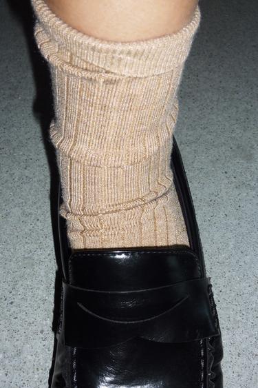 BASIC RIBBED SOCKS — Mid-camel 2