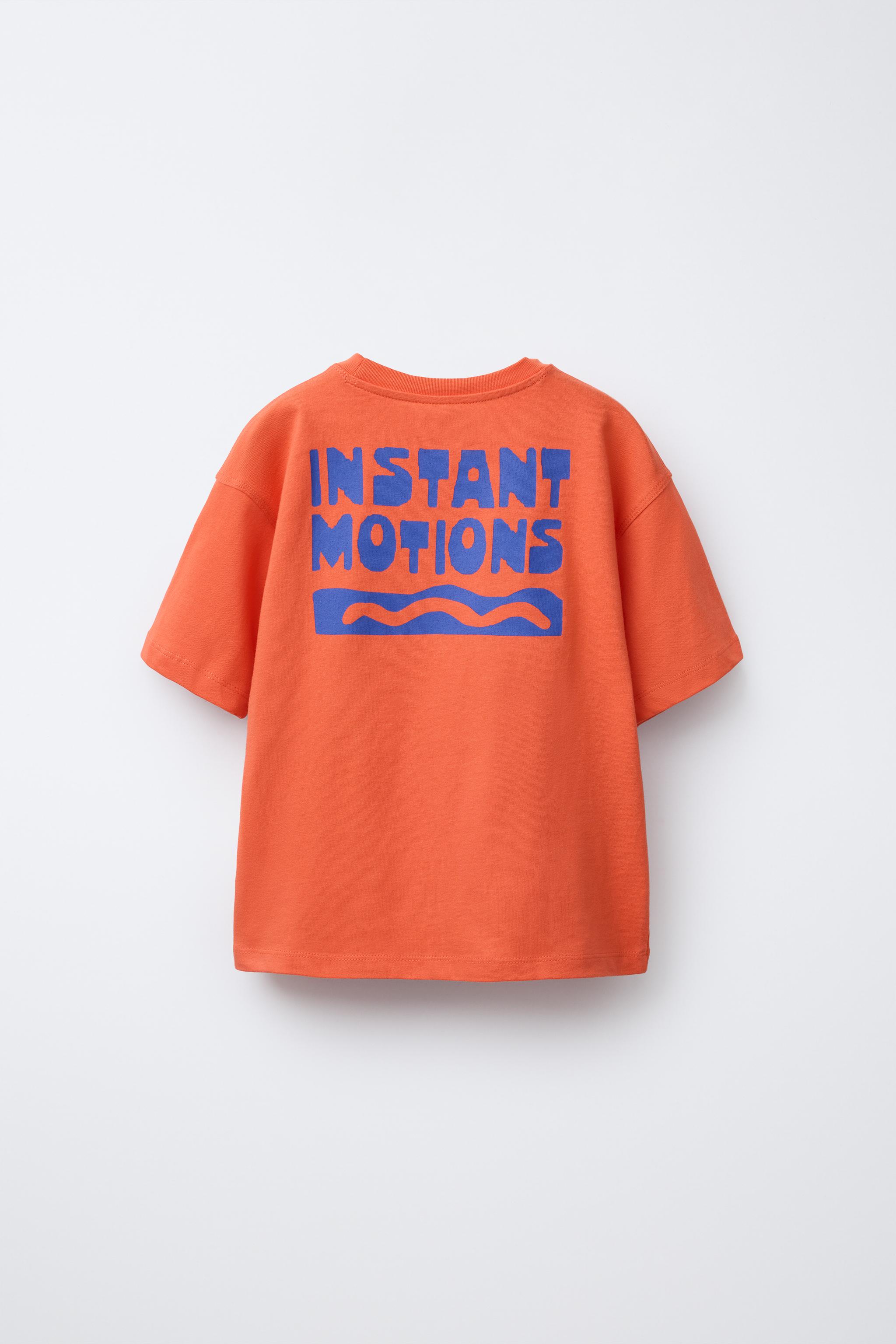 波柄プリントTシャツ - オレンジ色 | ZARA Japan / 日本