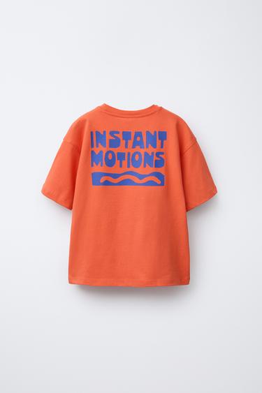WAVES PRINT T-SHIRT - Orange by Zara - Image 1
