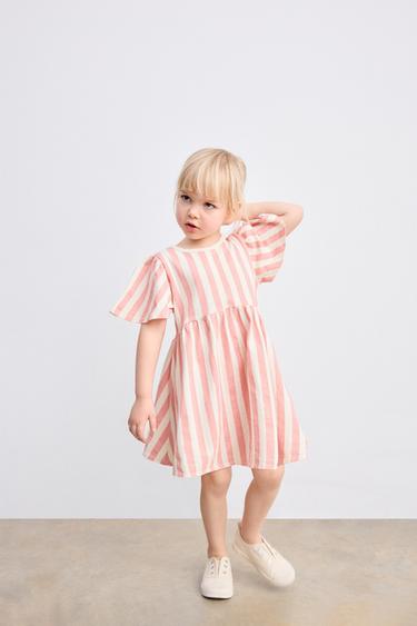 Zara STRIPED DRESS - Pink / Mauve