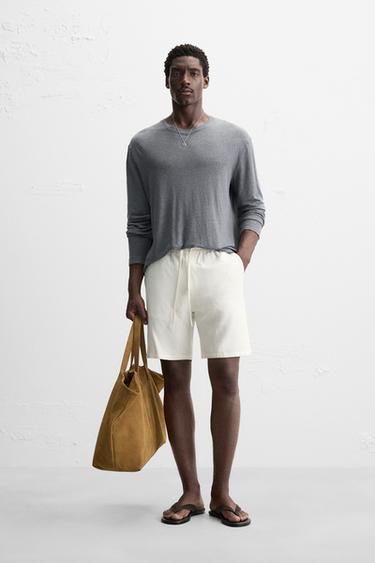 LINEN - VISCOSE BERMUDA SHORTS - White by Zara - Image 0