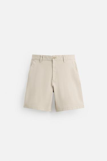 CHINO REGULAR FIT BERMUDA SHORTS - Beige by Zara