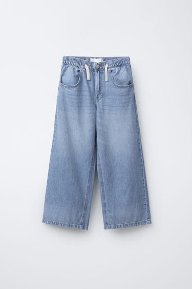 WIDE-LEG DRAWSTRING JEANS - Blue by Zara