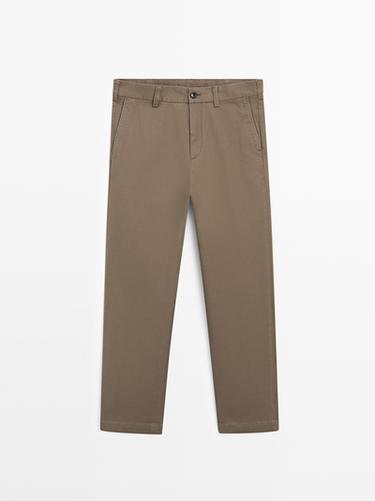 Zara Tapered fit micro textured trousers - Mink