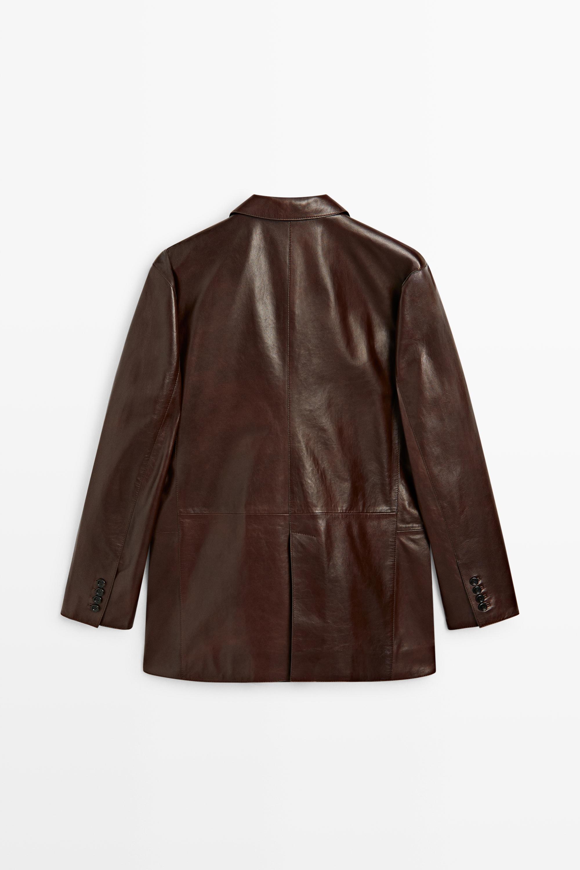 Nappa leather blazer with pocket detail