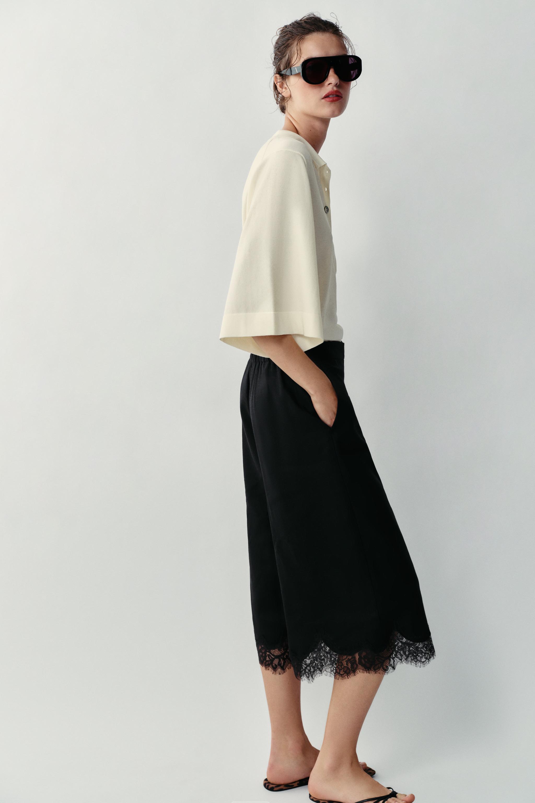 LONG LINEN LACE SHORTS