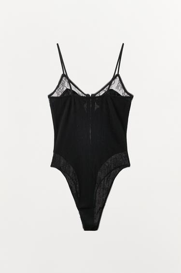 BODY POINTELLE AVEC DENTELLE - Noir de Zara - Image 3