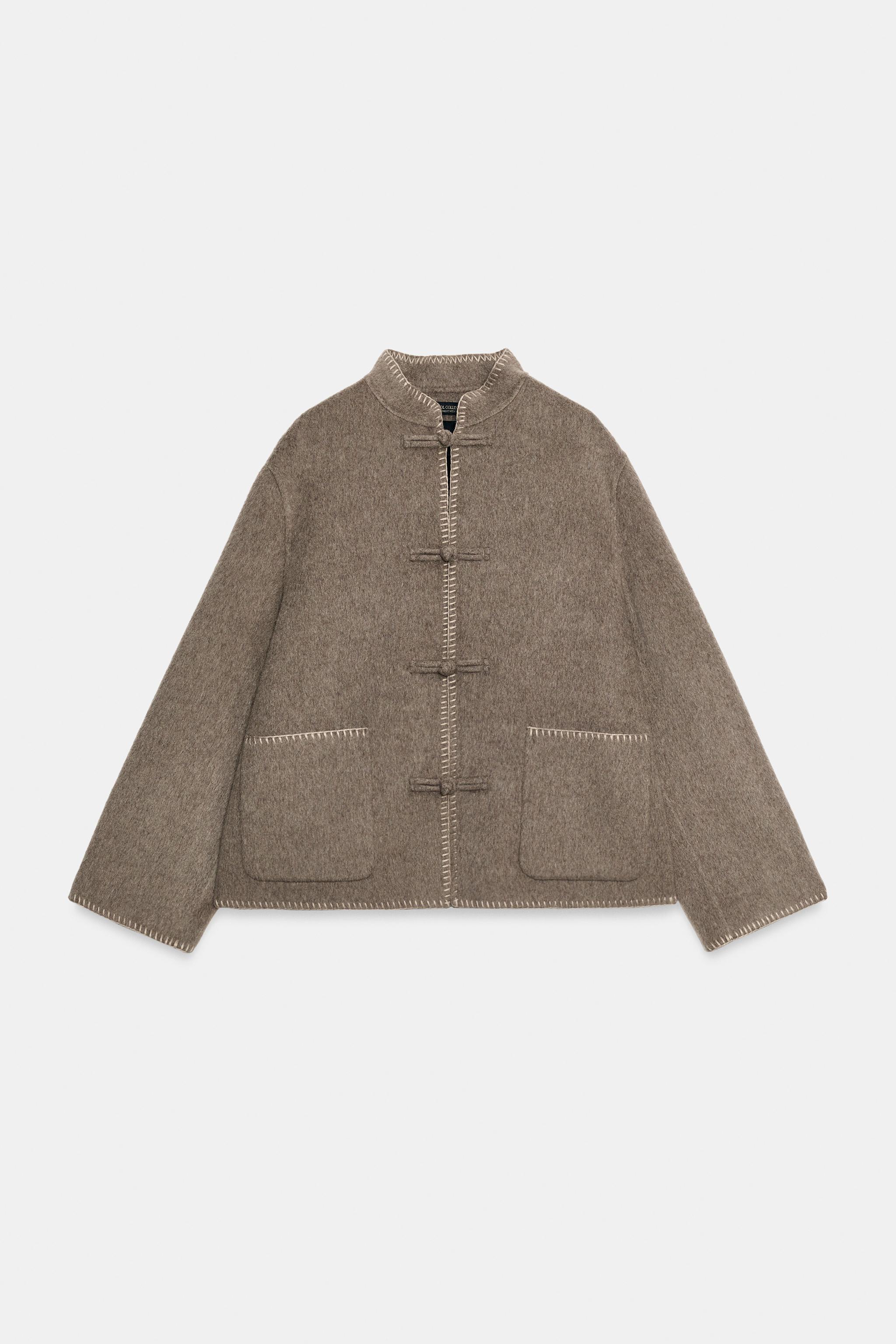 ZW COLLECTION WOOL BLEND FROG FASTENING JACKET
