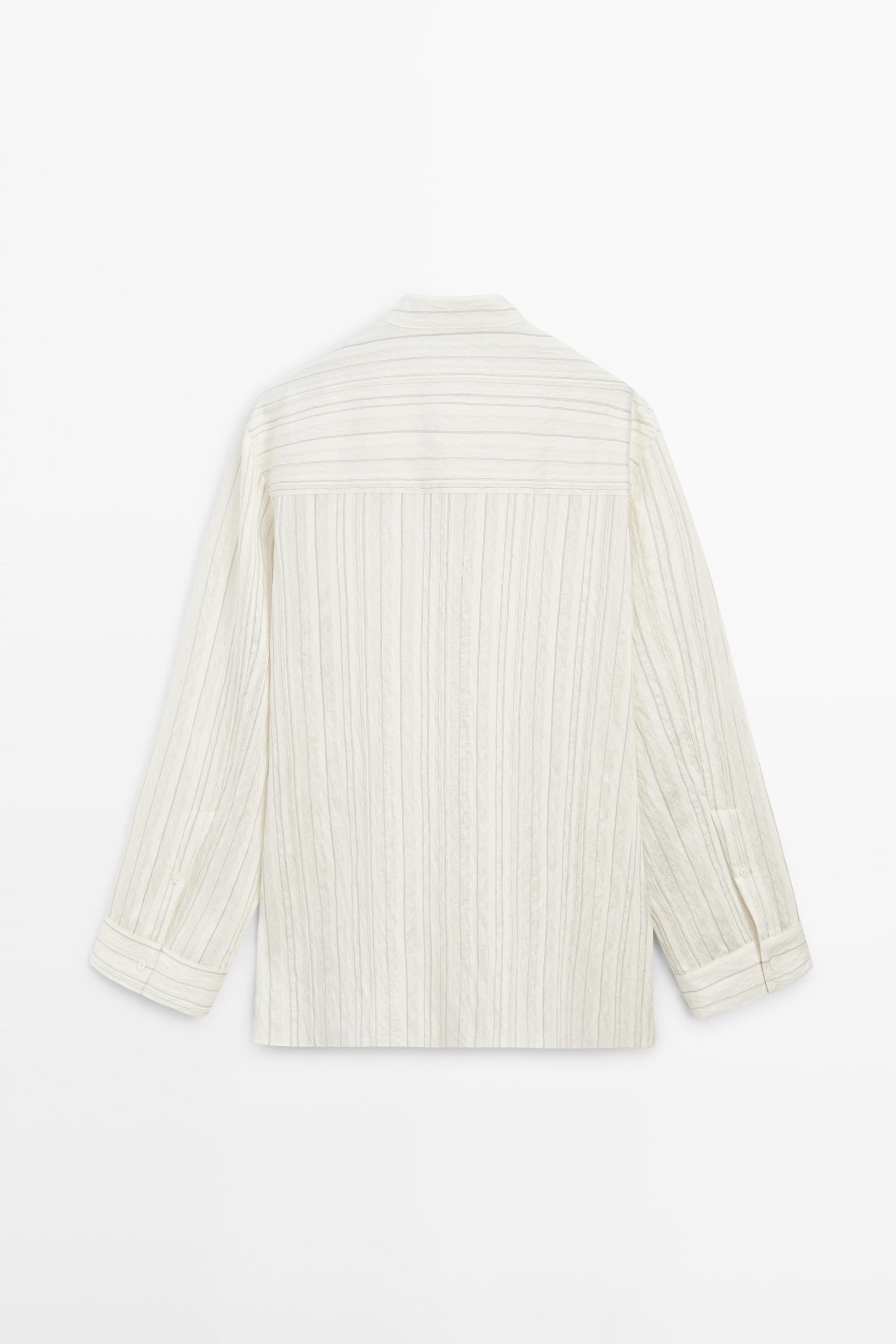 Striped flowing wrap shirt