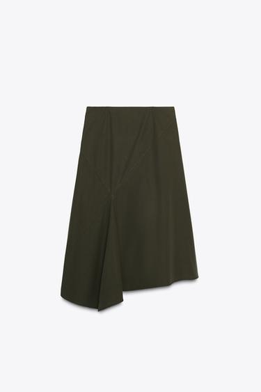 ASYMMETRIC SKIRT - Dark khaki by Zara - Image 6