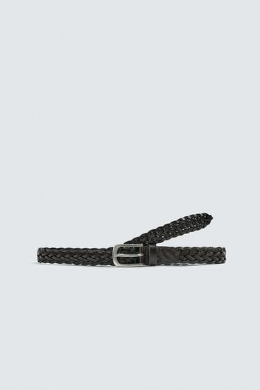 LONG BRAIDED LEATHER BELT - Dark brown by Zara