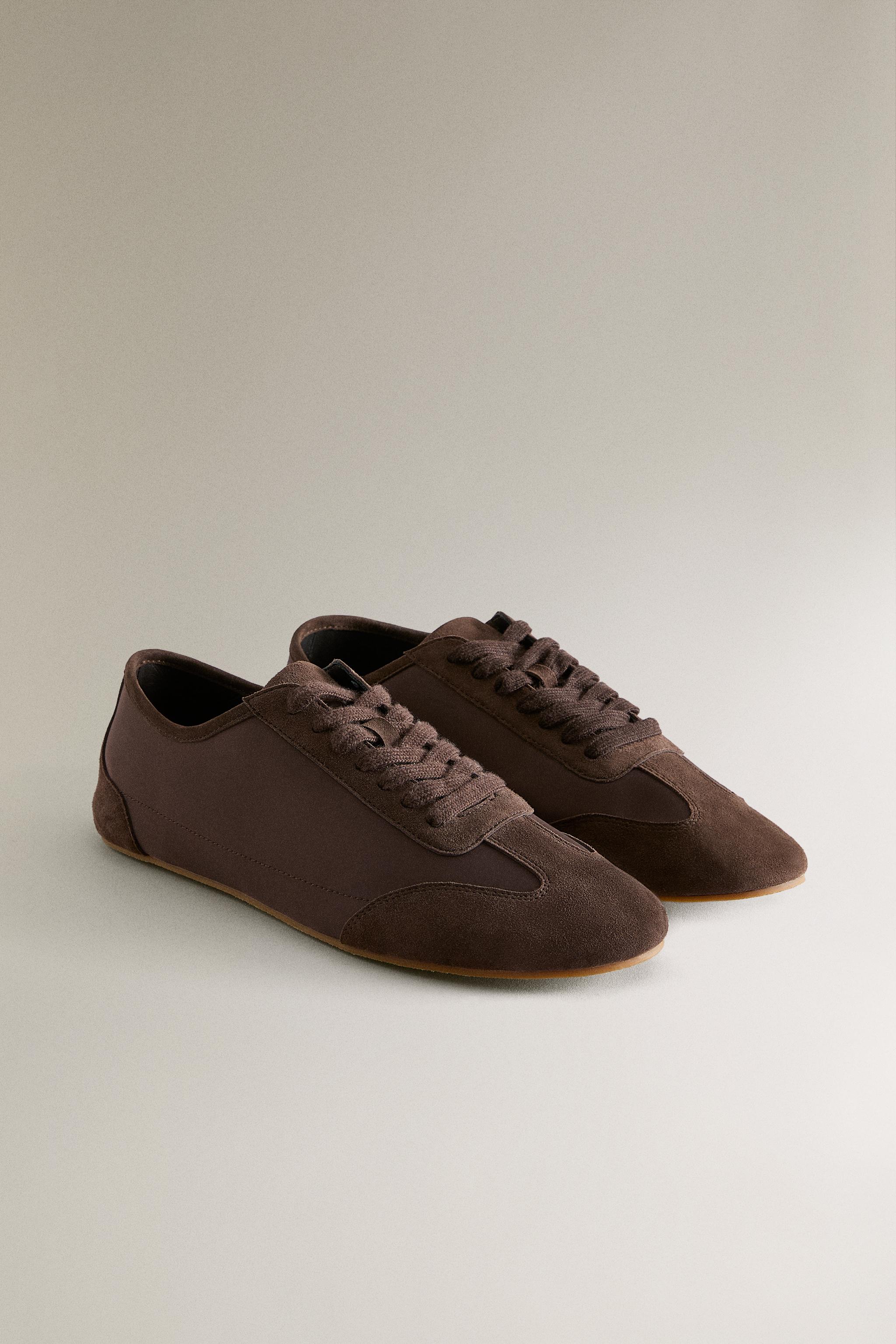LEATHER SPORTS SHOE — Brown