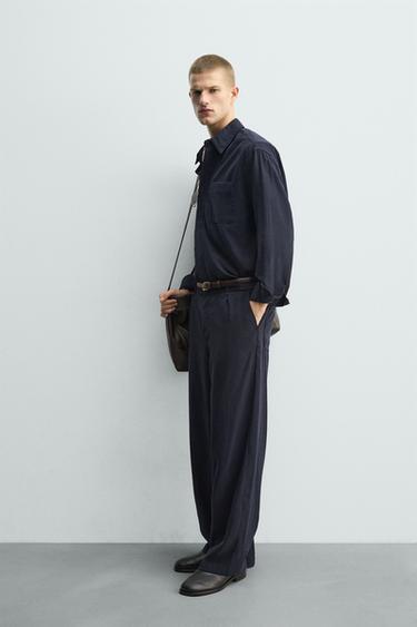 RELAXED FIT FLOWING SHIRT - Navy blue by Zara - Image 3