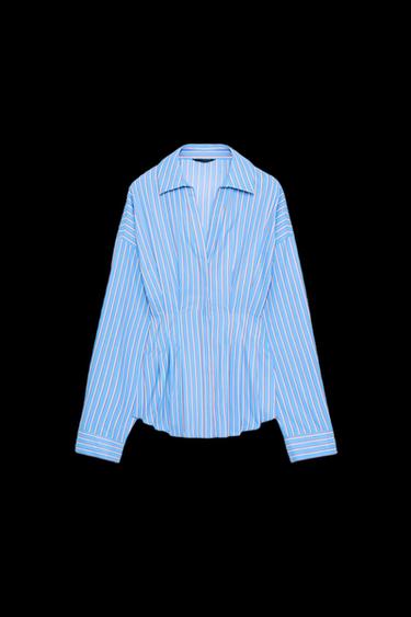 CAMISA POPELÍN RAYAS PINZAS - Raya Roja de Zara